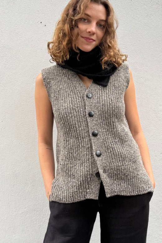 Irish Wool Sleeveless Button Vest-Jumper-STABLE of Ireland