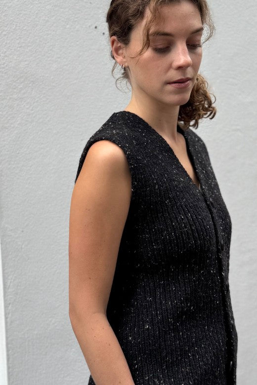 Irish Wool Sleeveless Button Vest-Jumper-STABLE of Ireland