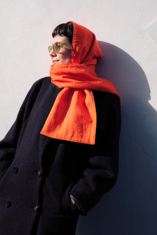 Irish Linen Quilted Scarf in Orange