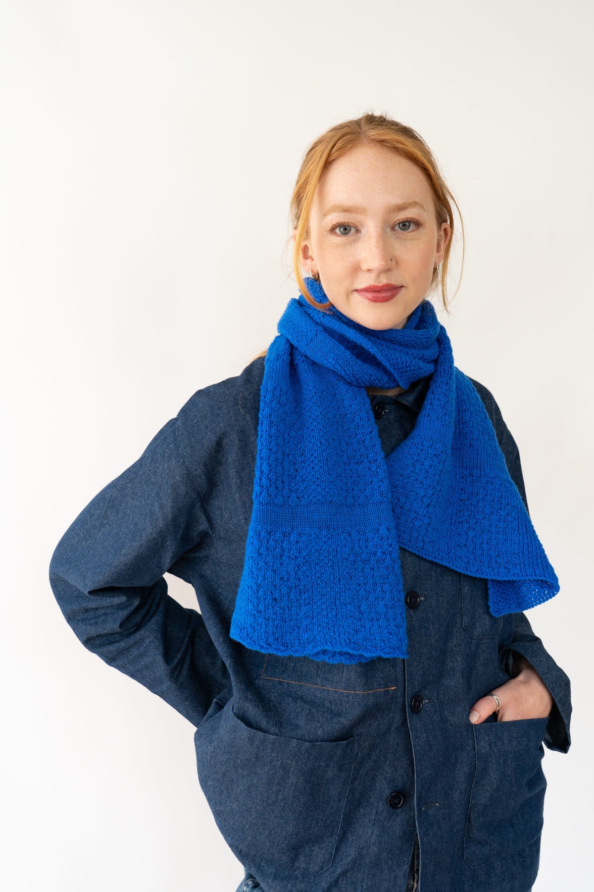Klein Blue Small Merino Wool Scarf-Scarves & Shawls-STABLE of Ireland