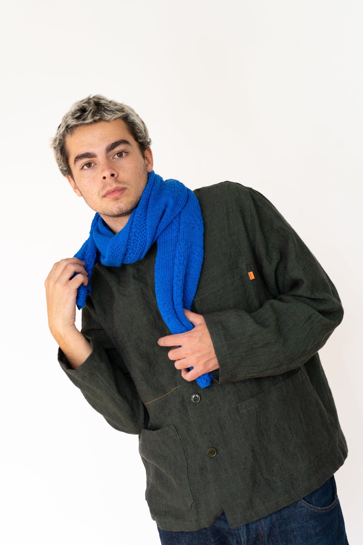 Klein Blue Small Merino Wool Scarf-Scarves & Shawls-STABLE of Ireland