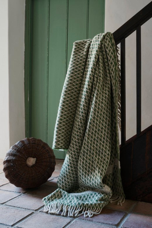Light Moss Green Wicker Blanket-Blankets-STABLE of Ireland