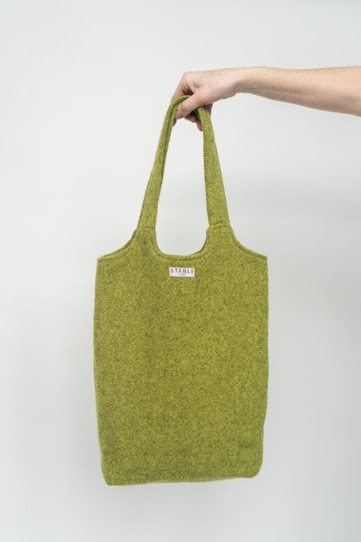 Lime Green Tweed Tote Bag-Shopping Totes-STABLE of Ireland