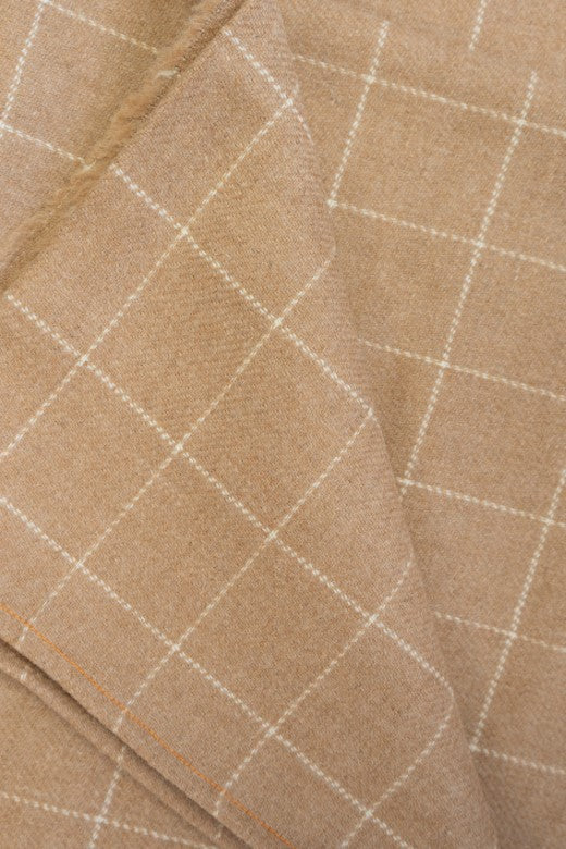 Merino Wool Camel Check Fine Weave Scarf-Scarves & Shawls-STABLE of Ireland