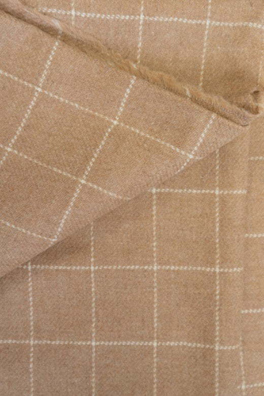 Merino Wool Camel Check Fine Weave Scarf-Scarves & Shawls-STABLE of Ireland