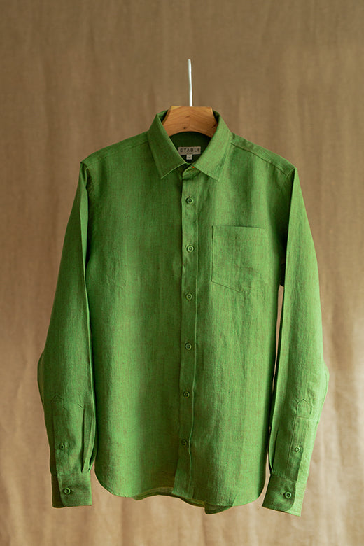 Moss Green Irish Linen Shirt-Shirt-STABLE of Ireland