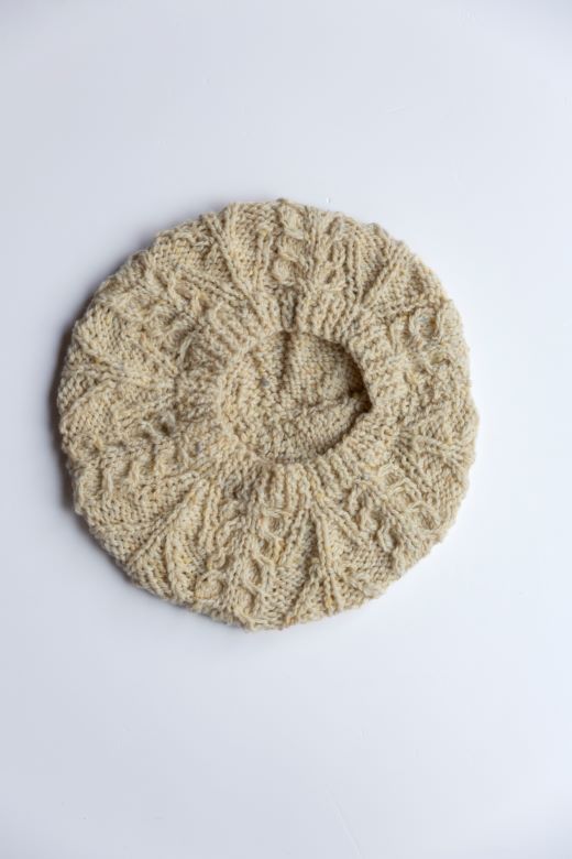 Natural Handknit Merino Aran Tam or Beret-Hats-STABLE of Ireland