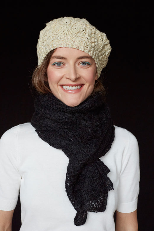 Natural Handknit Merino Aran Tam or Beret-Hats-STABLE of Ireland