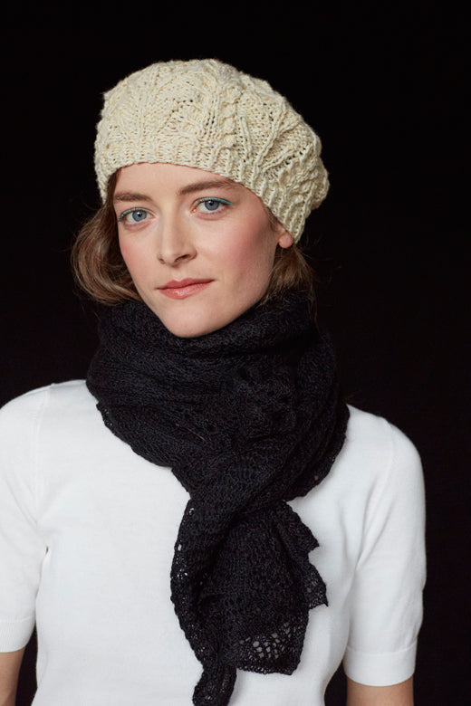 Natural Handknit Merino Aran Tam or Beret-Hats-STABLE of Ireland