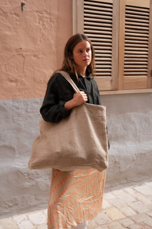 Natural Irish Linen Hold All Bag-Shopping Totes-STABLE of Ireland