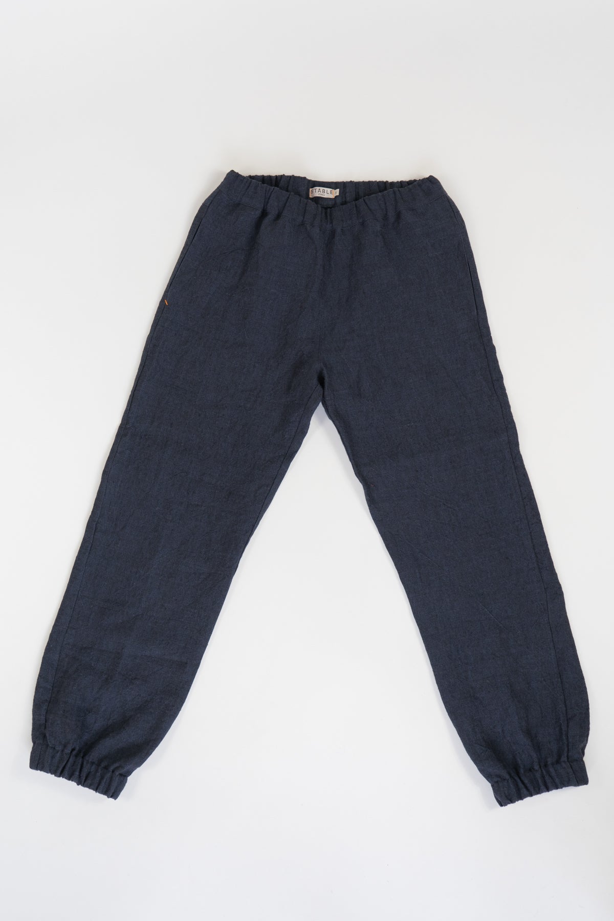 Navy Blue Irish Linen Cuff Trouser-Trousers-STABLE of Ireland