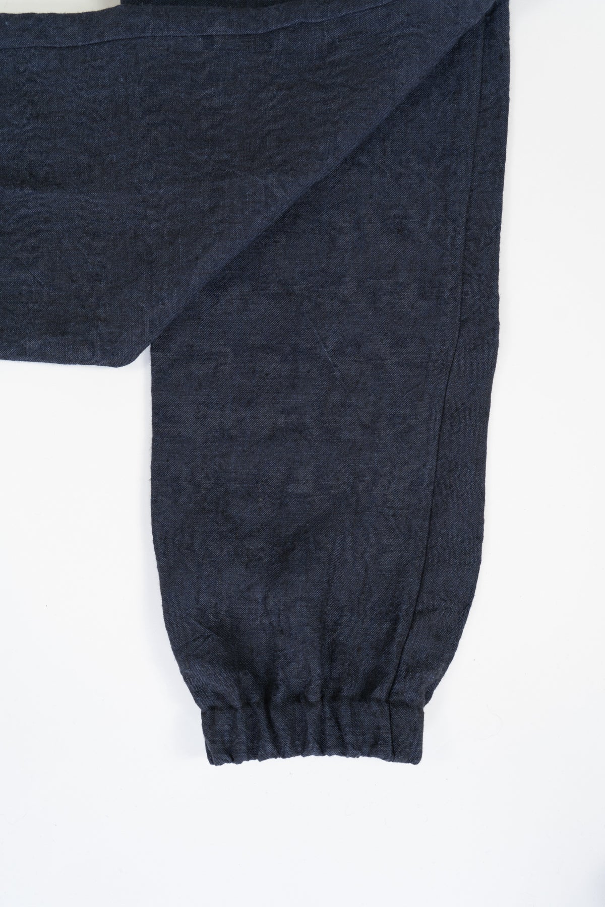 Navy Blue Irish Linen Cuff Trouser-Trousers-STABLE of Ireland