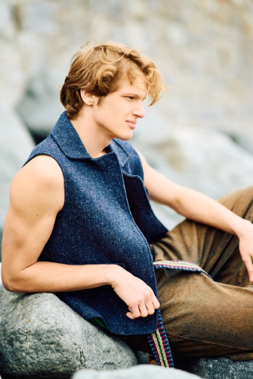 Navy Blue Irish Tweed Gilet-Clothing-STABLE of Ireland