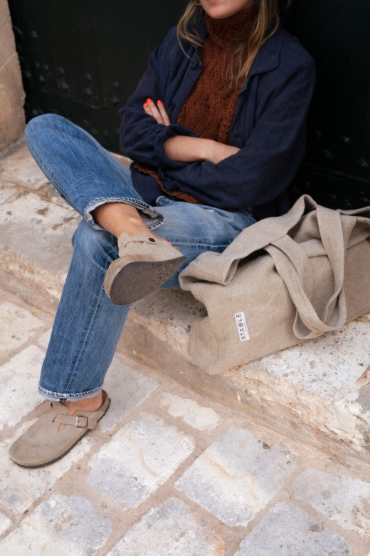 Navy Blue Linen Utility Jacket-Coats & Jackets-STABLE of Ireland
