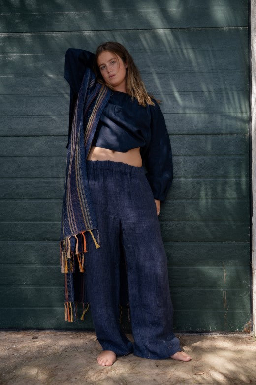 Navy Handwoven Crios Wrap Scarf-Scarves & Shawls-STABLE of Ireland