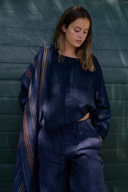 Navy Handwoven Crios Wrap-Scarves & Shawls-STABLE of Ireland