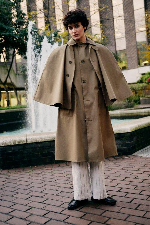 Olive Green Raincoat Cape-Coats & Jackets-STABLE of Ireland