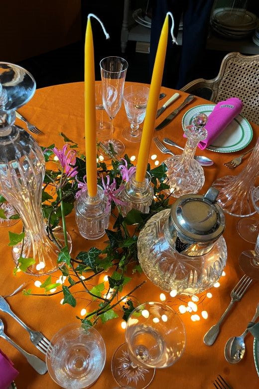 Orange Christmas Irish Linen Tablecloth-Table Linens-STABLE of Ireland