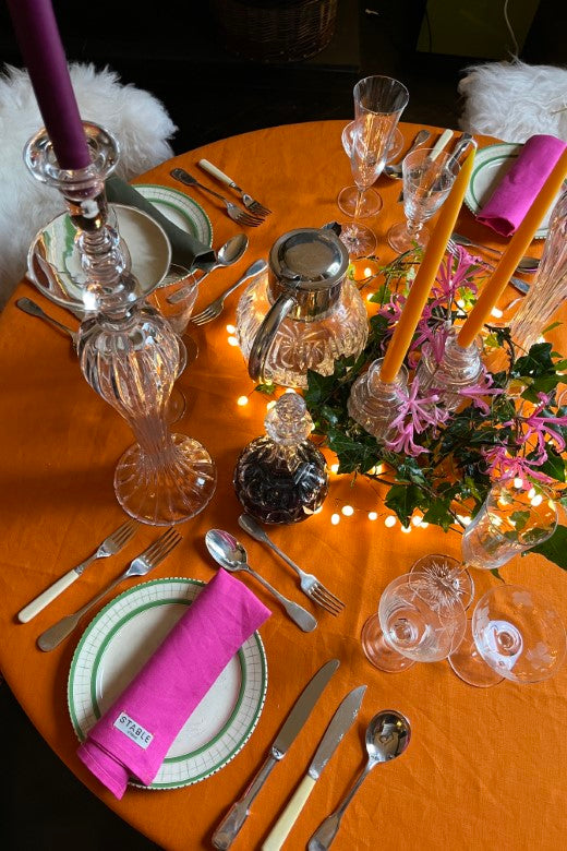 Orange Christmas Irish Linen Tablecloth-Table Linens-STABLE of Ireland