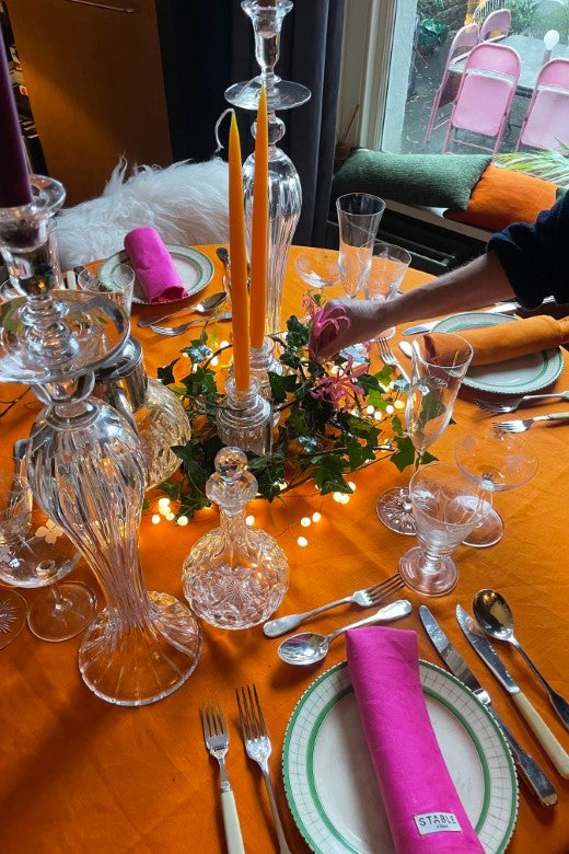 Orange Christmas Irish Linen Tablecloth-Table Linens-STABLE of Ireland
