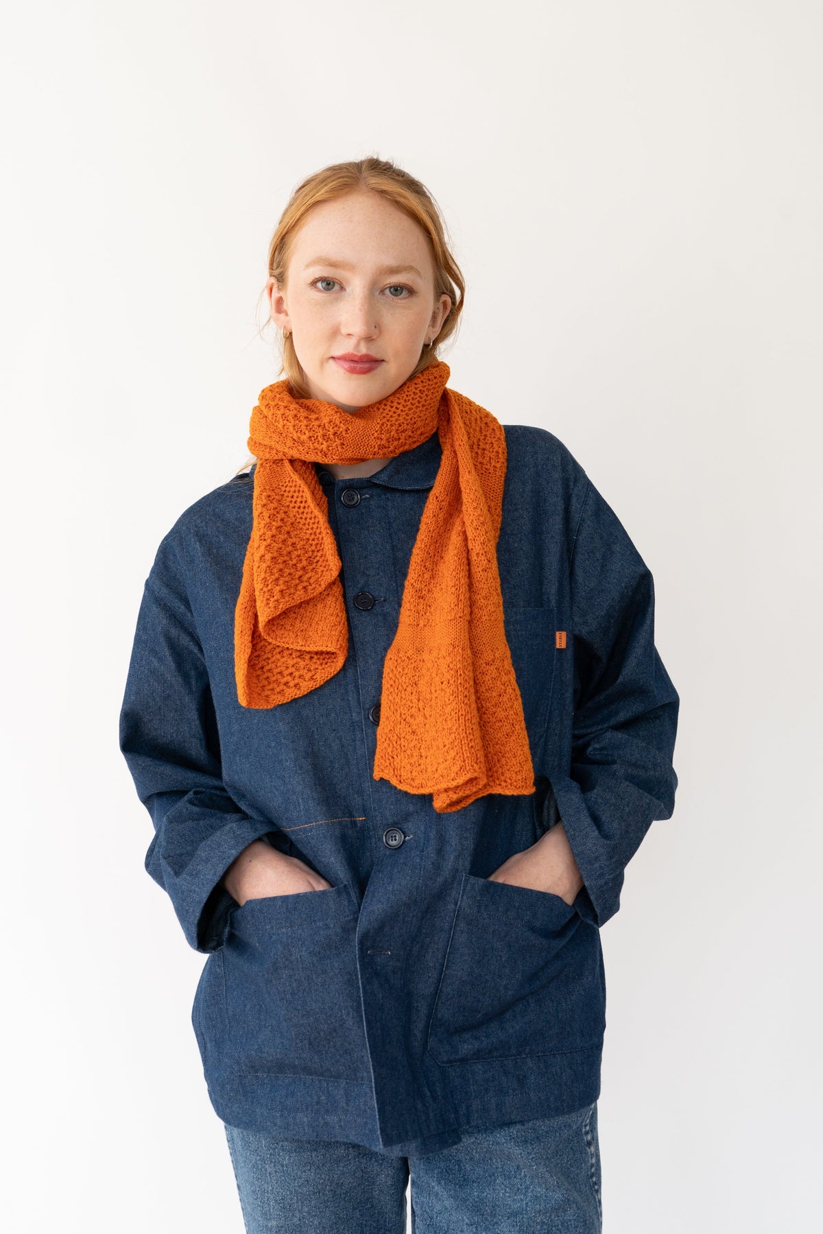Orange Small Merino Wool Scarf-Scarves & Shawls-STABLE of Ireland