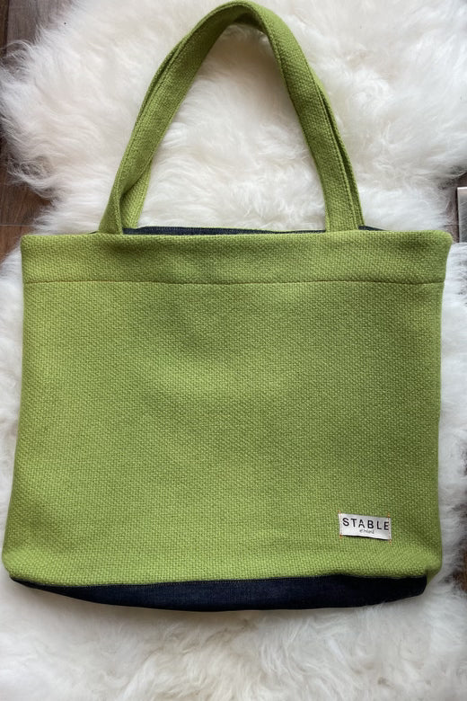 Pea Green Tweed Carry All Bag-Handbags, Wallets & Cases-STABLE of Ireland