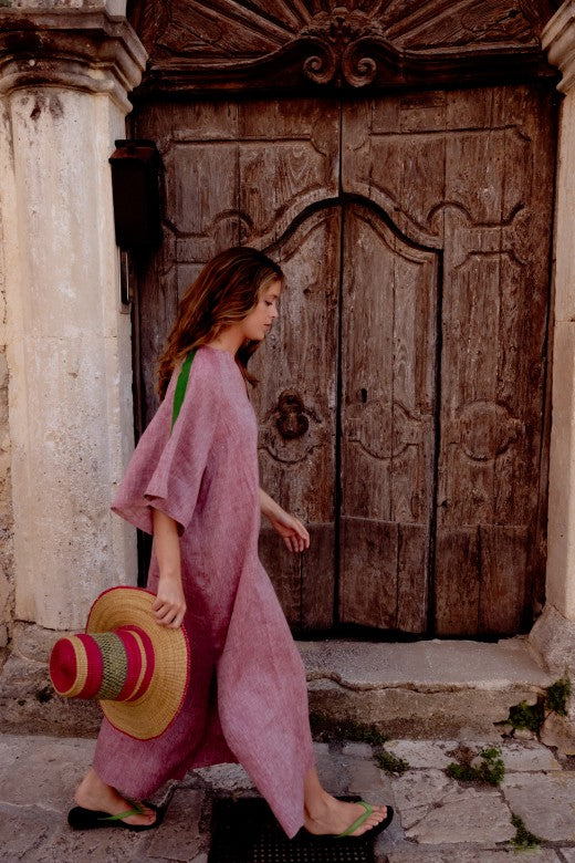 Go faster Irish Linen Trim Kaftan Dress