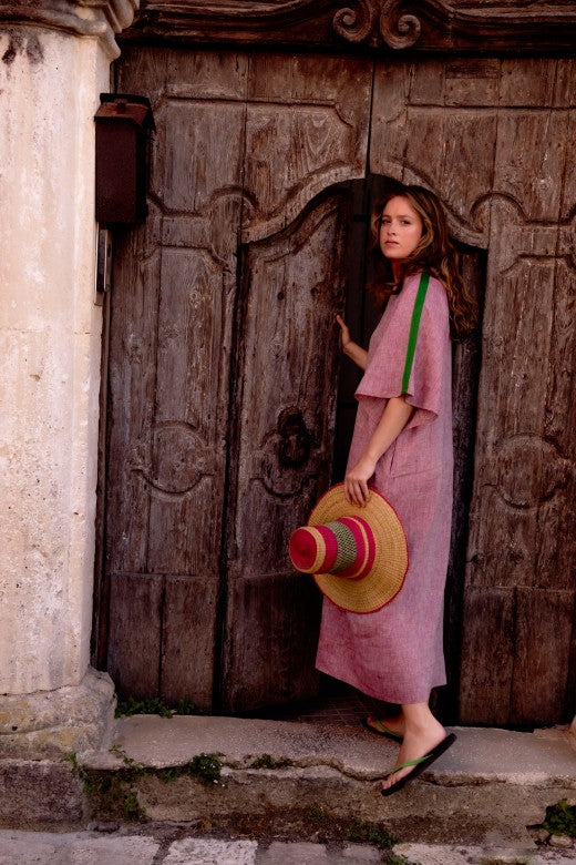 Go faster Irish Linen Trim Kaftan Dress