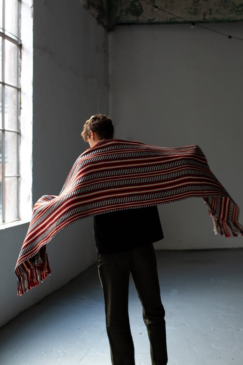 Red & Blue Long Island Large Scarf-Scarves & Shawls-STABLE of Ireland