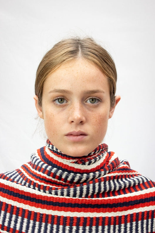 Red & Blue Long Island Crios Large Scarf-Scarves & Shawls-STABLE of Ireland