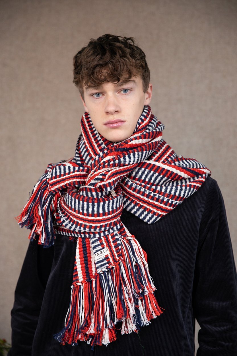 Red & Blue Long Island Crios Large Scarf-Scarves & Shawls-STABLE of Ireland