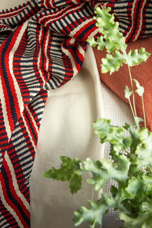 Red & Blue Long Island Crios Large Scarf-Scarves & Shawls-STABLE of Ireland