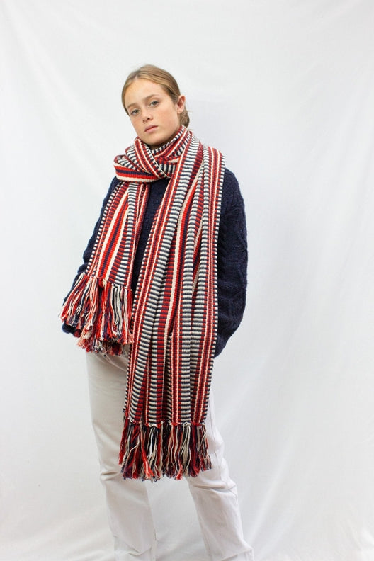 Red &amp; Blue Long Island Crios Large Scarf-Scarves &amp; Shawls-STABLE of Ireland