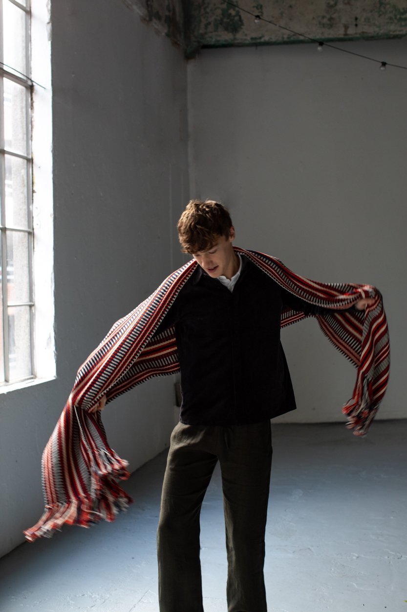 Red & Blue Long Island Scarf-Scarves & Shawls-STABLE of Ireland