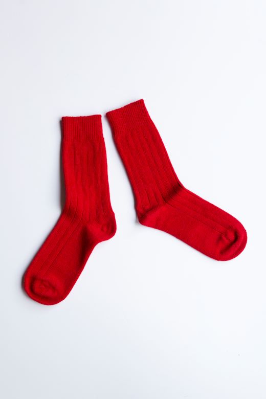 Red Cashmere Socks-Socks-STABLE of Ireland