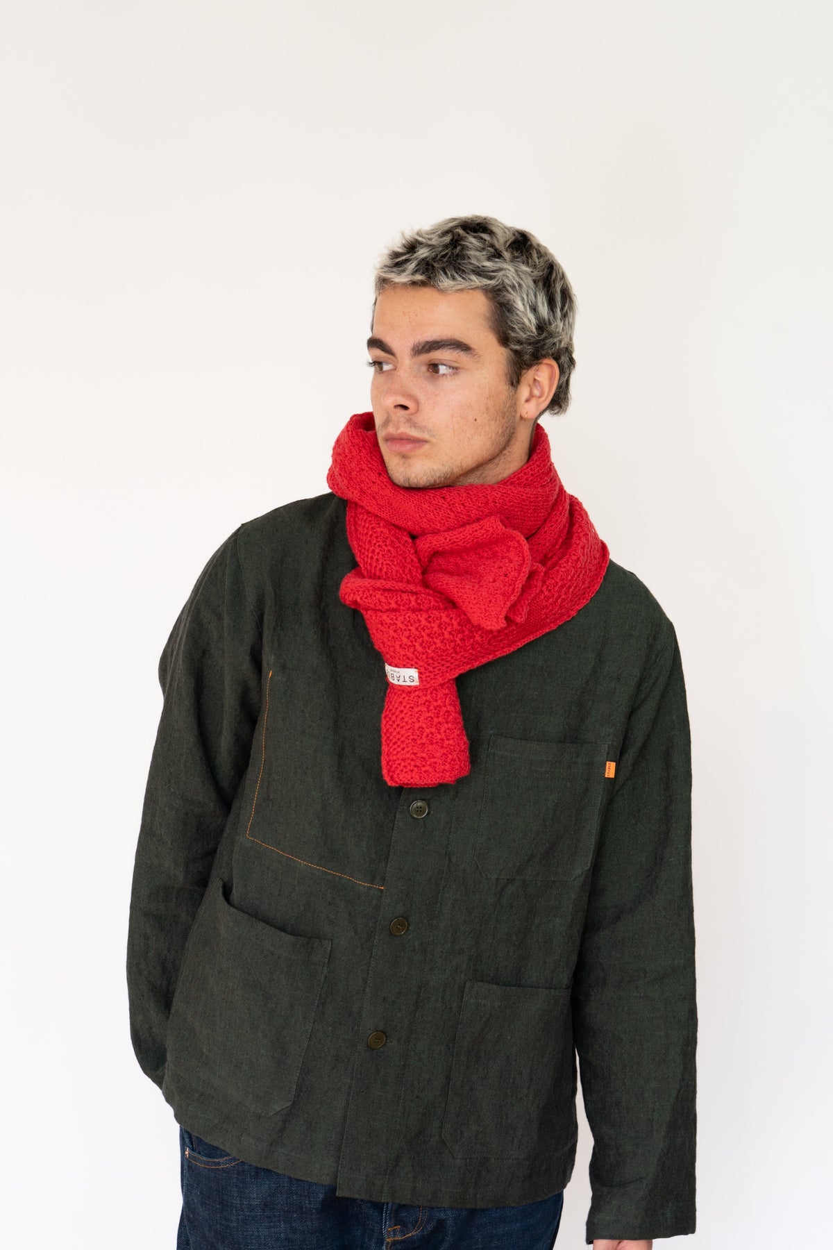 Red Small Merino Wool Scarf-Scarves & Shawls-STABLE of Ireland