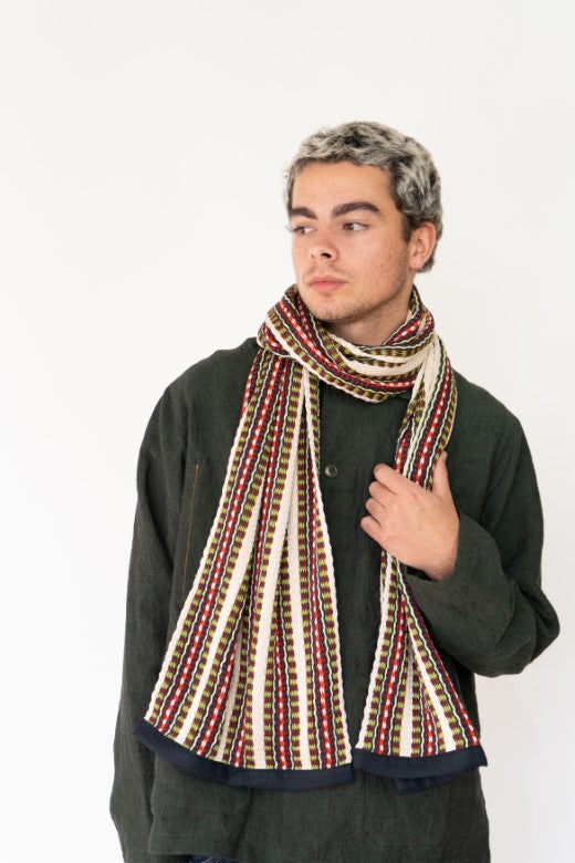 Red Stripe Cotton Crios Scarf-Scarves & Shawls-STABLE of Ireland