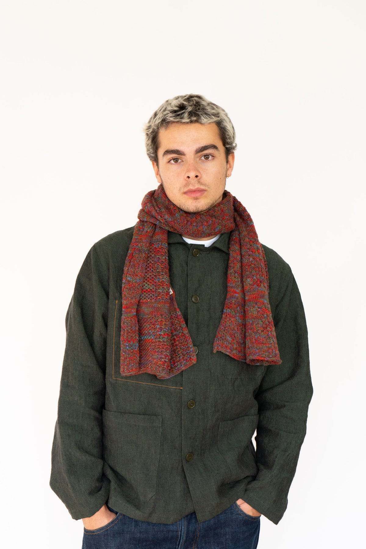 Rust Small Merino Wool Scarf-Scarves & Shawls-STABLE of Ireland