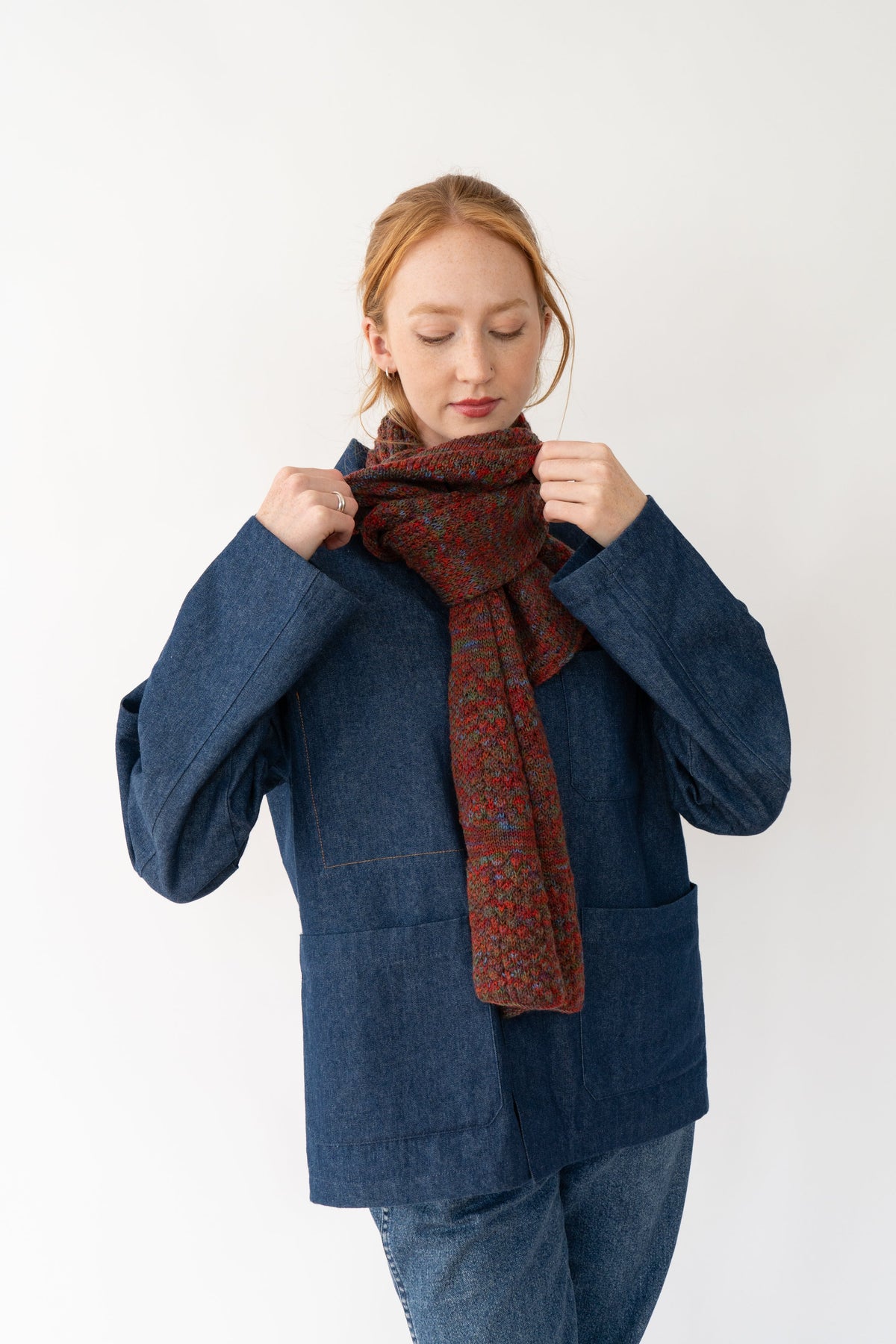 Rust Small Merino Wool Scarf-Scarves & Shawls-STABLE of Ireland