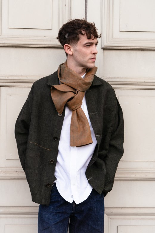 The STABLE Irish Linen Scarf - Warm Brown