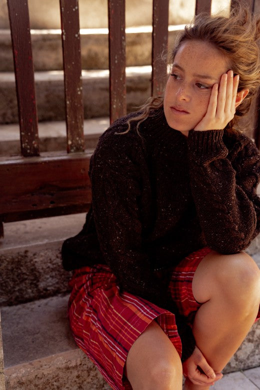 Turf Brown Donegal Aran Jumper