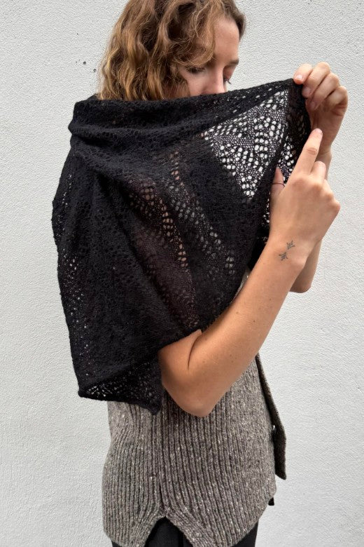Small Fine Knit Lace Alpaca Scarf-Scarves & Shawls-STABLE of Ireland