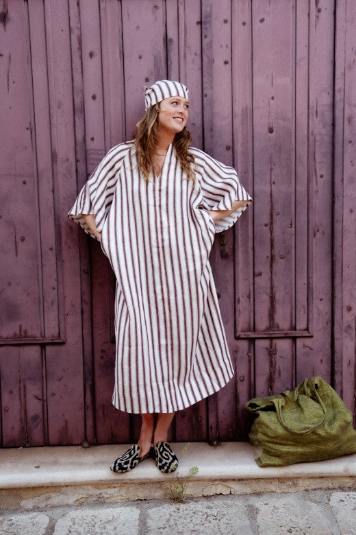 irish linen dress Stripe Kaftan Size:17 1/2 x 35 Product-Updated-Tendrils Festival Dresses - Shop The shoestring chest tie