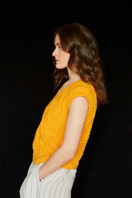 The Handknit Aran Sleeveless Vest-Jumper-STABLE of Ireland