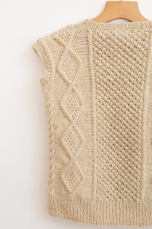 The Handknit Aran Sleeveless Vest-Jumper-STABLE of Ireland