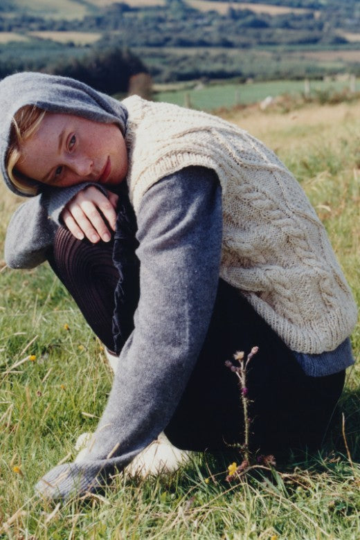 The Handknit Aran Sleeveless Vest-Jumper-STABLE of Ireland