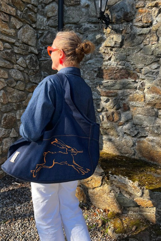 The Hare Denim Hold All Bag-Shopping Totes-STABLE of Ireland