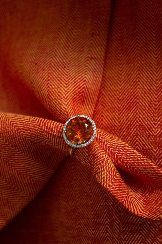 The Irish Whiskey Citrine Topaz Halo Ring-Jewelry-STABLE of Ireland