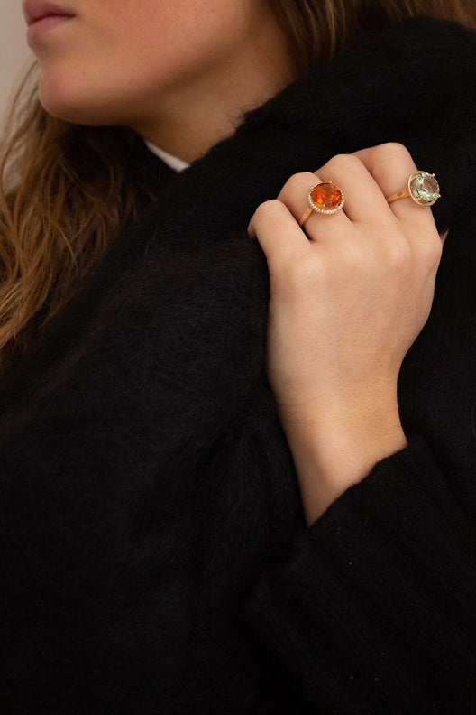 The Irish Whiskey Citrine Topaz Halo Ring-Jewelry-STABLE of Ireland