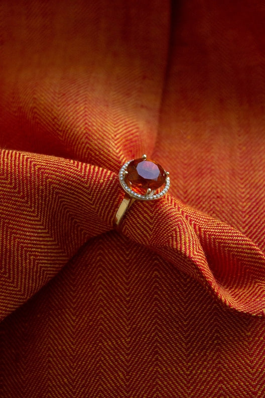 The Irish Whiskey Citrine Topaz Halo Ring-Jewelry-STABLE of Ireland